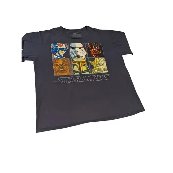 Star Wars Disney Mens 2XL T Shirt Sci Fi Graphic Darth Vader Yoda Chewbacca Boba - Picture 3 of 12